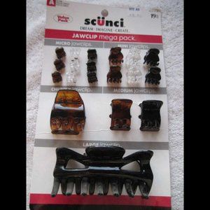 Scunci Hair Jaw Clip Mega Value Pack Set 19 Pieces Micro Mini Chunky Med & Large